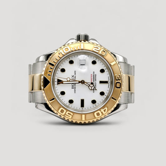 Mint Rolex Yacht Master White Half Gold 40mm 16623