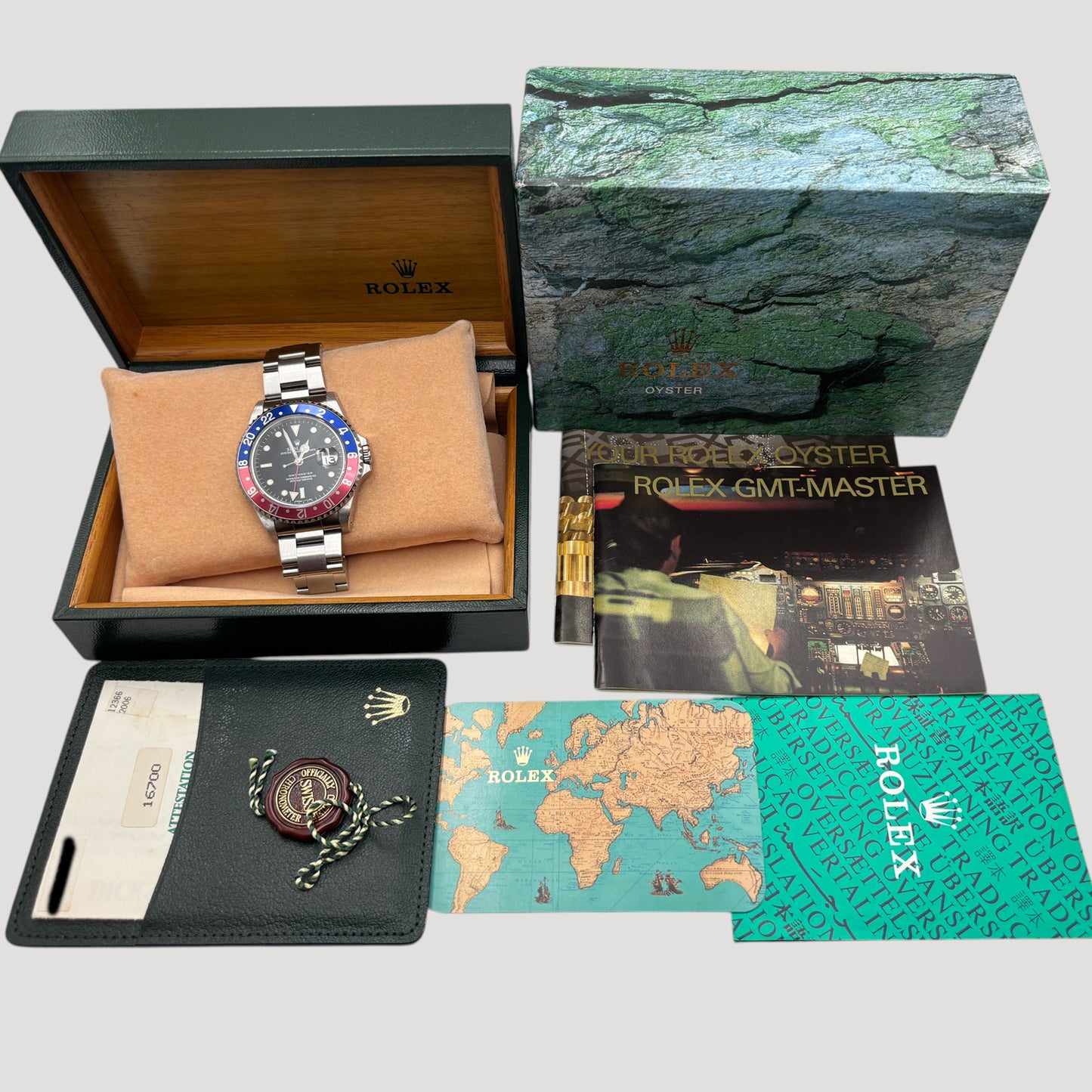 Rolex GMT Master Pepsi Oyster Black Frosted Dial Tritium 40mm 16700