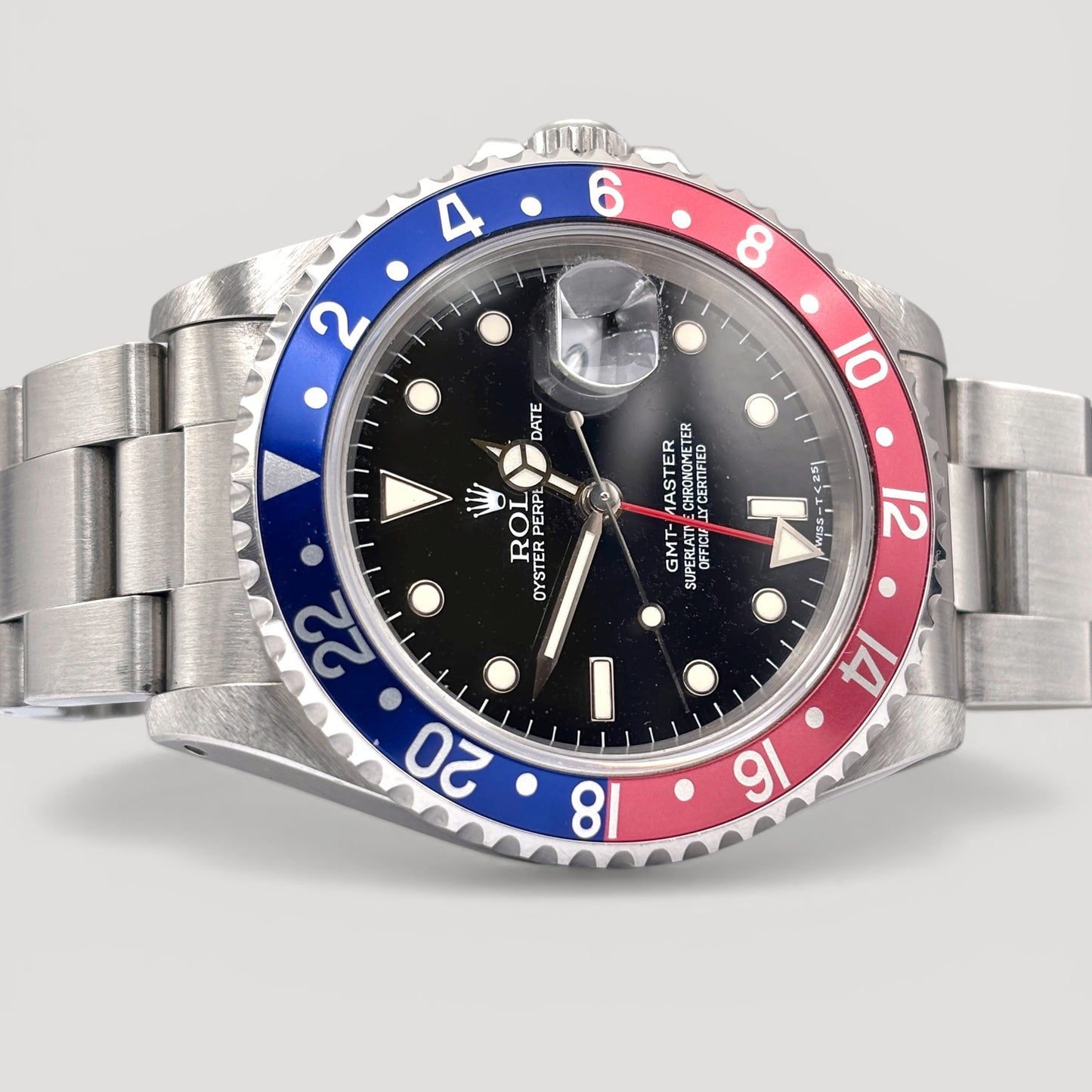 Rolex GMT Master Pepsi Oyster Black Frosted Dial Tritium 40mm 16700