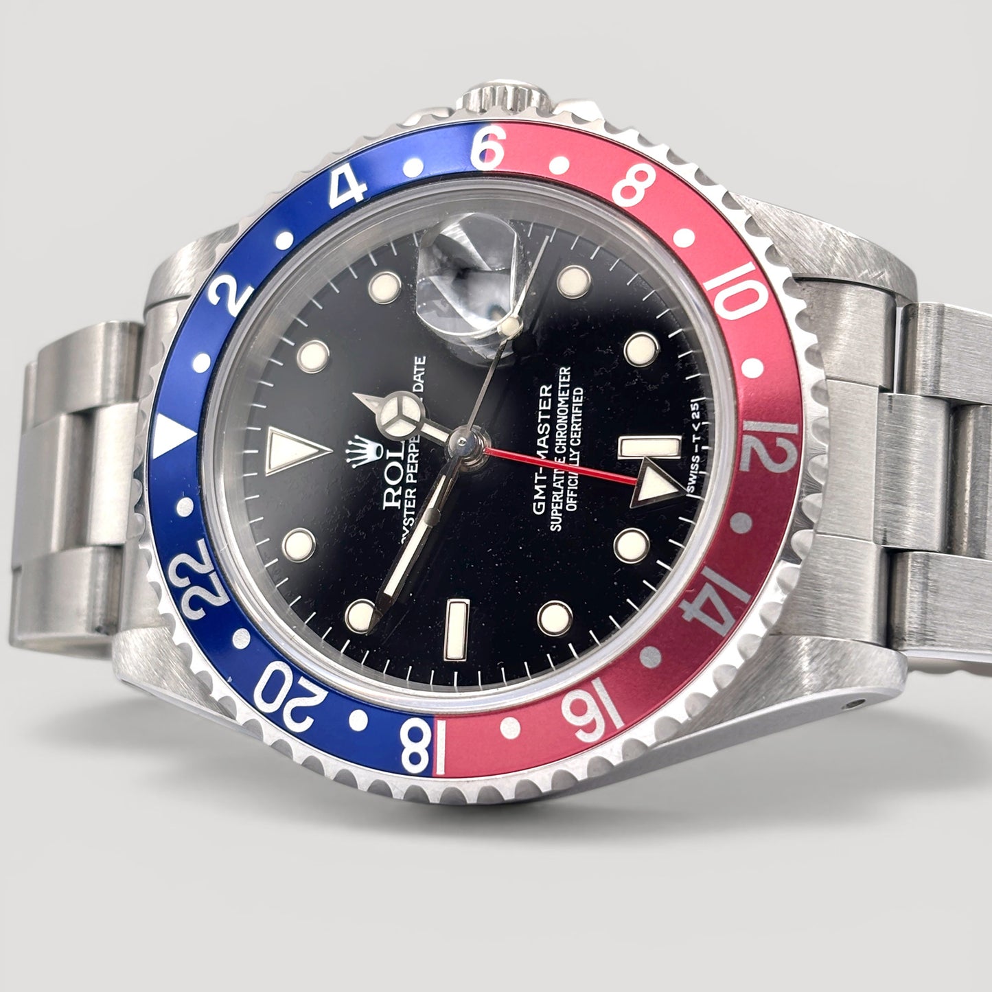 Rolex GMT Master Pepsi Oyster Black Frosted Dial Tritium 40mm 16700