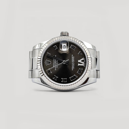 Mint Rolex Datejust Dark Grey w/ VI Diamond Oyster 31mm 178274
