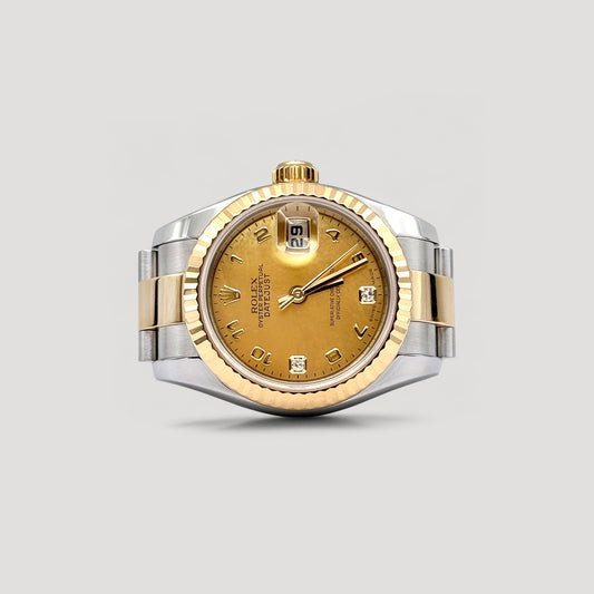 Mint Rolex Datejust Champagne MOP w/ 6 & 9 Diamond Oyster 26mm 179173