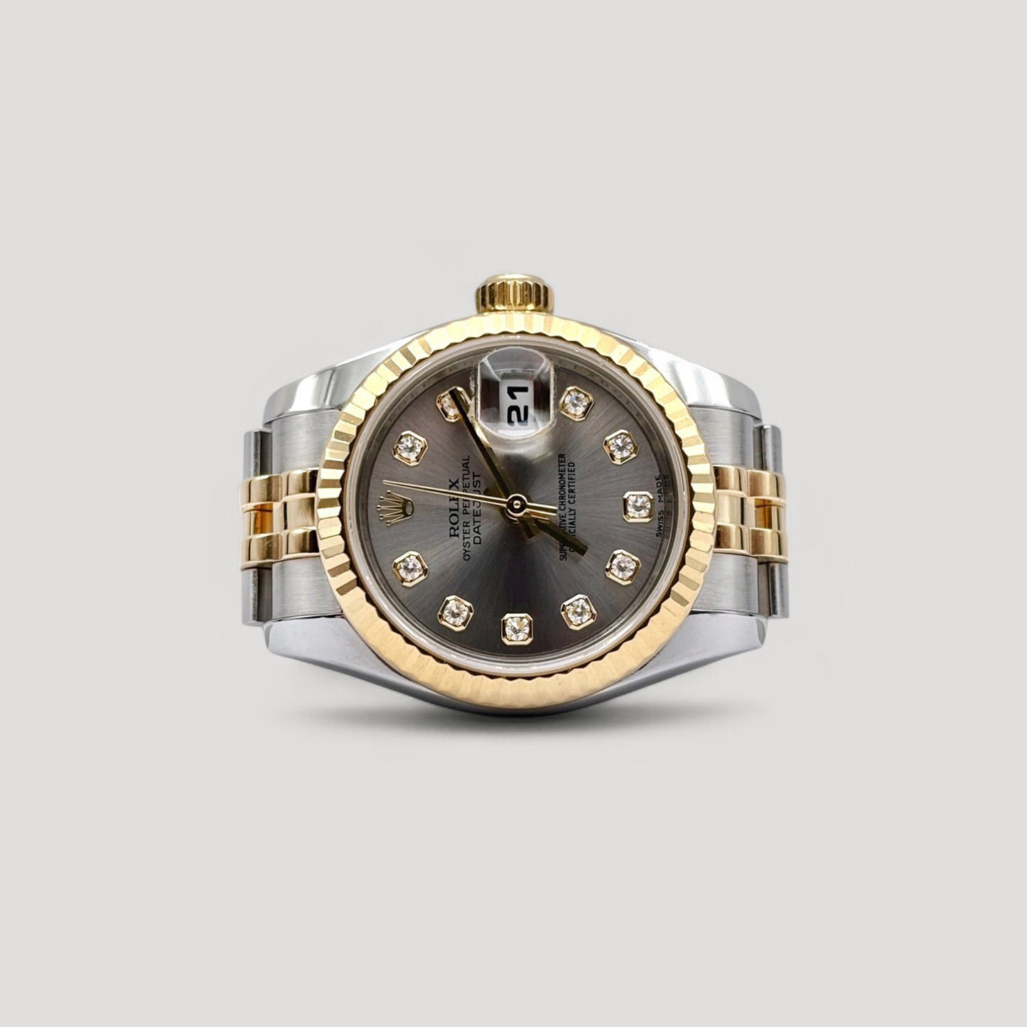 Mint Rolex Datejust Grey w/ 10 Points Diamond Jubilee 26mm 179173