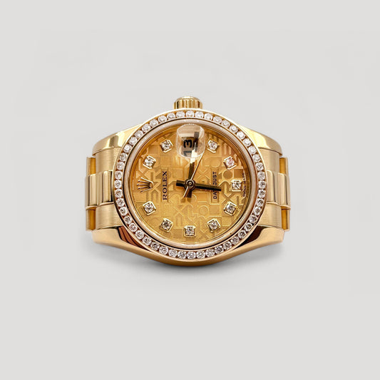 Mint Rolex Datejust Computer w/ 10 Points Diamond President Yellow Gold 26mm 179178