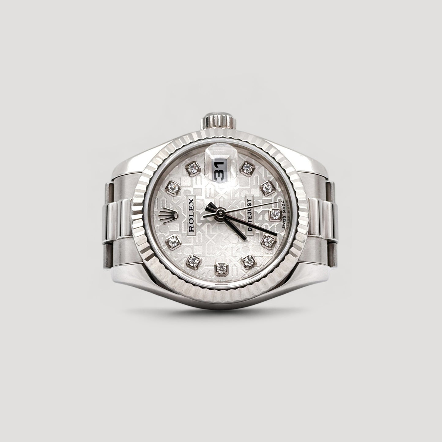 Mint Rolex Datejust Computer w/ 10 Points Diamond President White Gold 26mm 179179