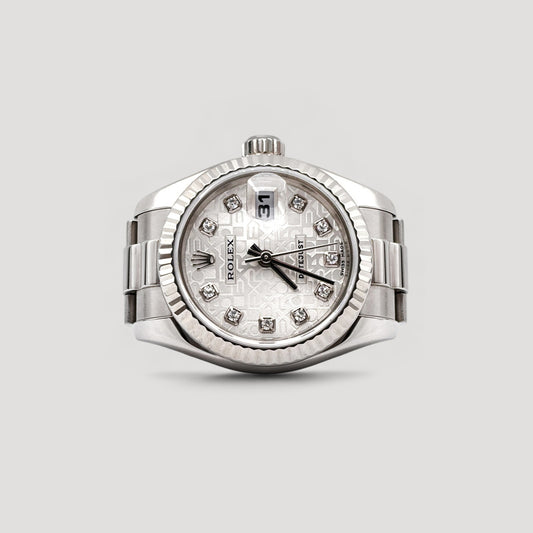 Mint Rolex Datejust Computer w/ 10 Points Diamond President White Gold 26mm 179179