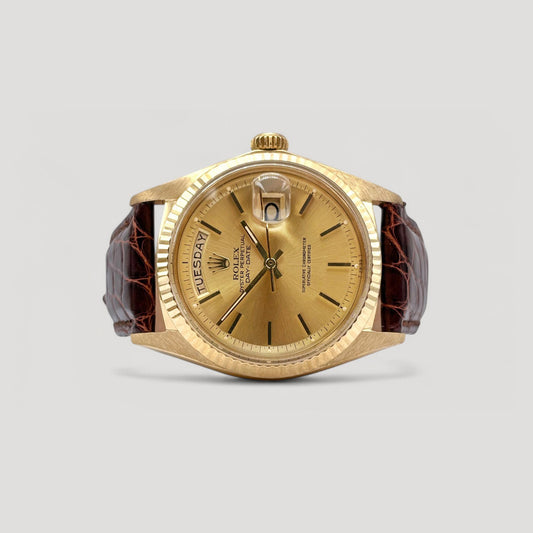 Rolex Day Date Champagne Leather Yellow Gold 36mm 1803