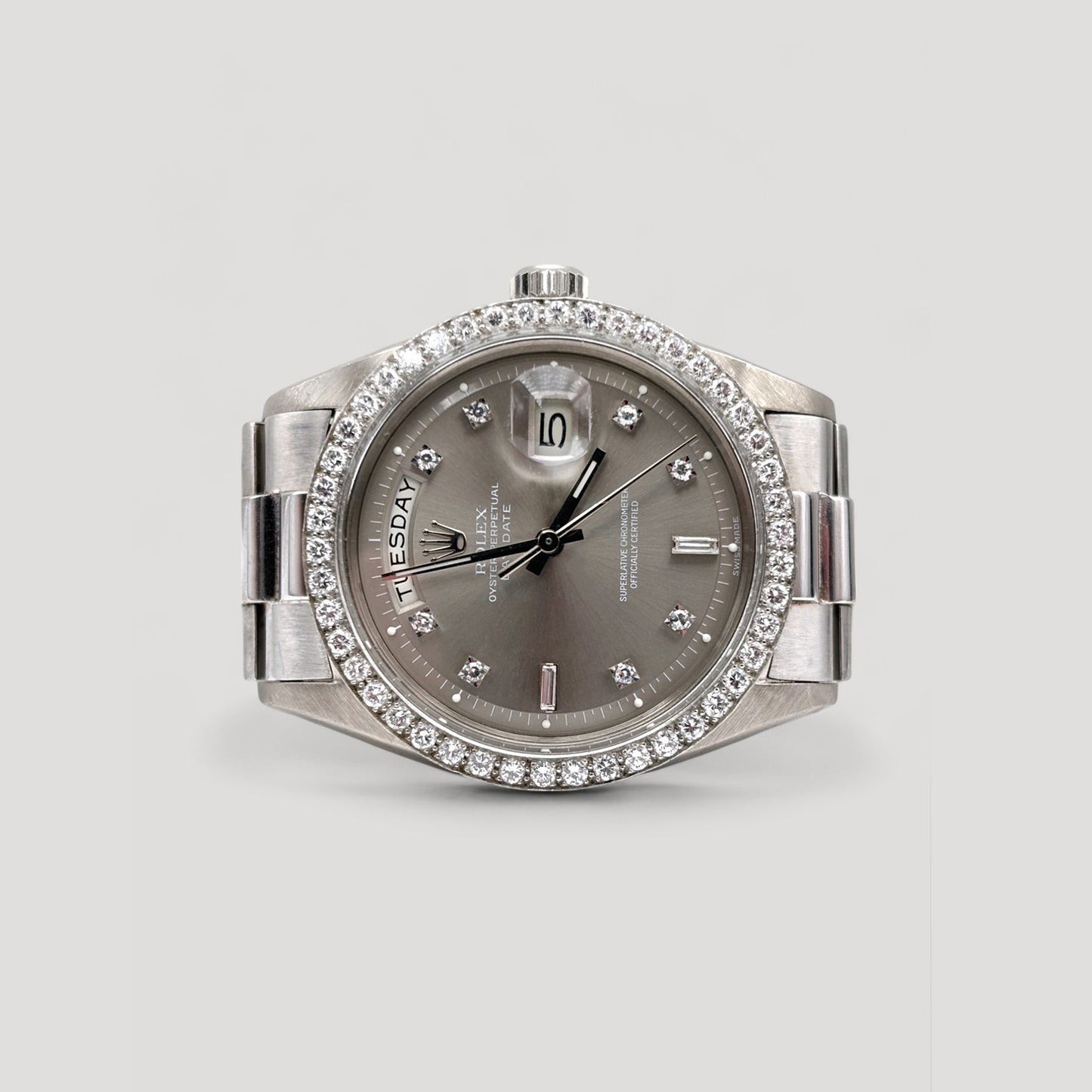 Rolex Day Date Silver w/ Diamond President 36mm 1803