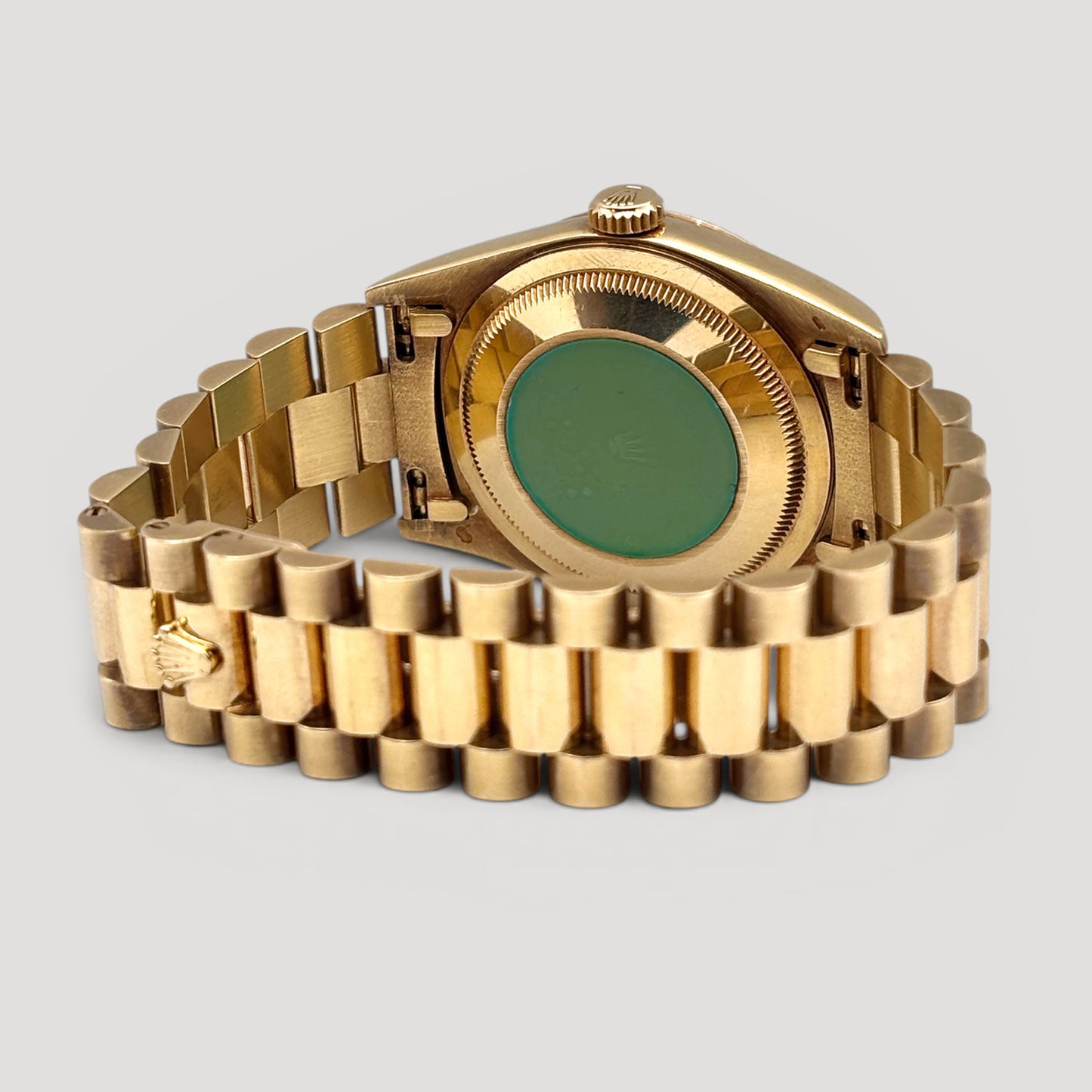 Mint Rolex Day Date 'Linen Shantung' w/ 10 Points Diamond President Yellow Gold 36mm 18238