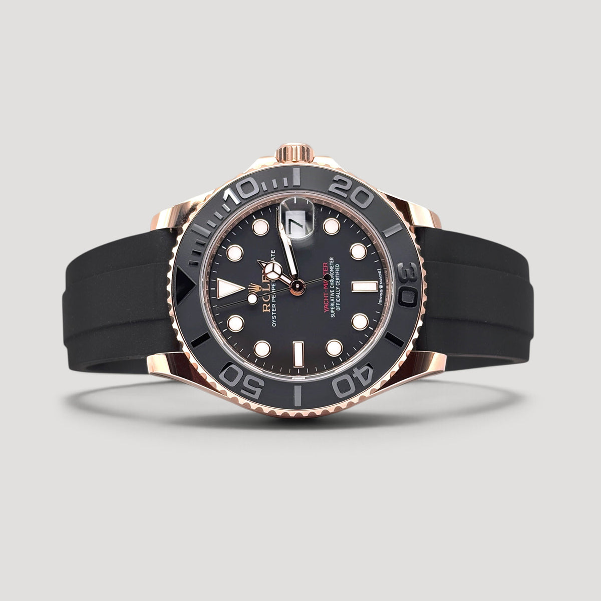 Brand New Rolex Yacht Master Black Oysterflex Rose Gold 37mm 268655