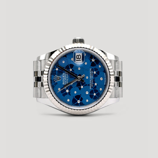 Mint Rolex Datejust Blue Floral Motif Jubilee 31mm 278274
