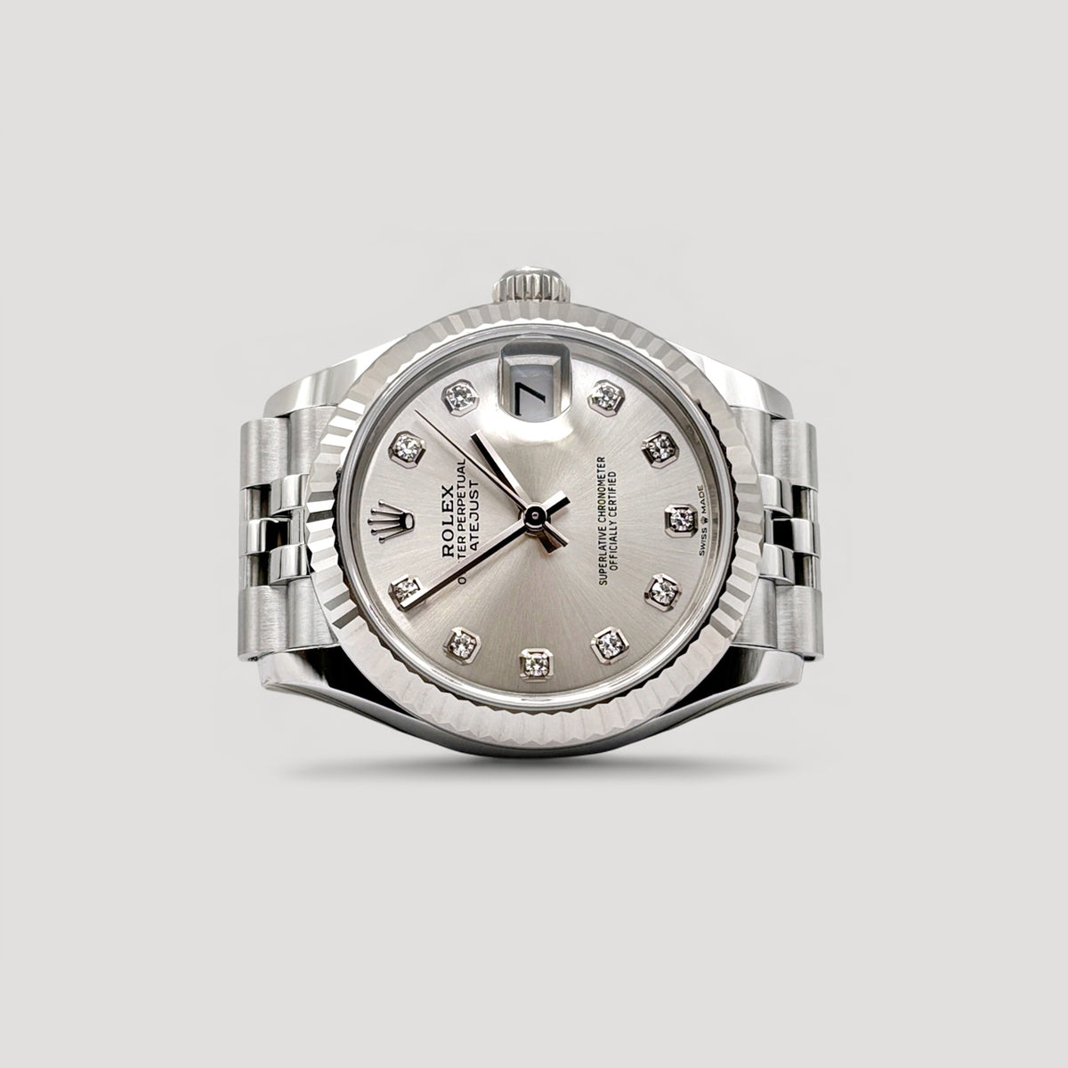 Mint Rolex Datejust Silver w/ 10 Points Diamond Jubilee 31mm 278274