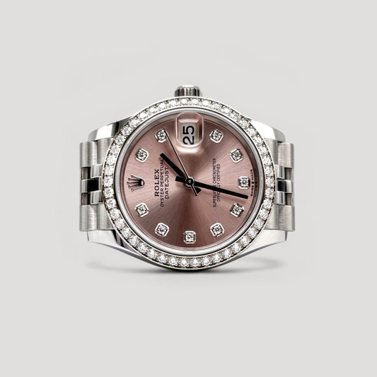 Mint Rolex Datejust Pink w/ 10 Points Diamond & Diamond Bezel Jubilee 31mm 278384RBR