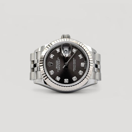 Brand New Rolex Datejust Dark Grey w/ 10 Points Diamond Jubilee 28mm 279174