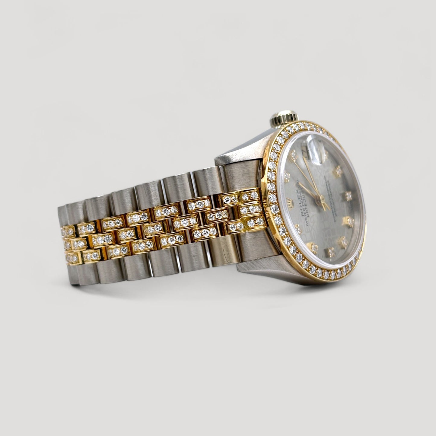 Rolex Tridor Datejust Three Colour Gold with Computer 10 Points Diamond Dial and Factory Diamond Bezel & Bracelet Jubilee 31mm 68149