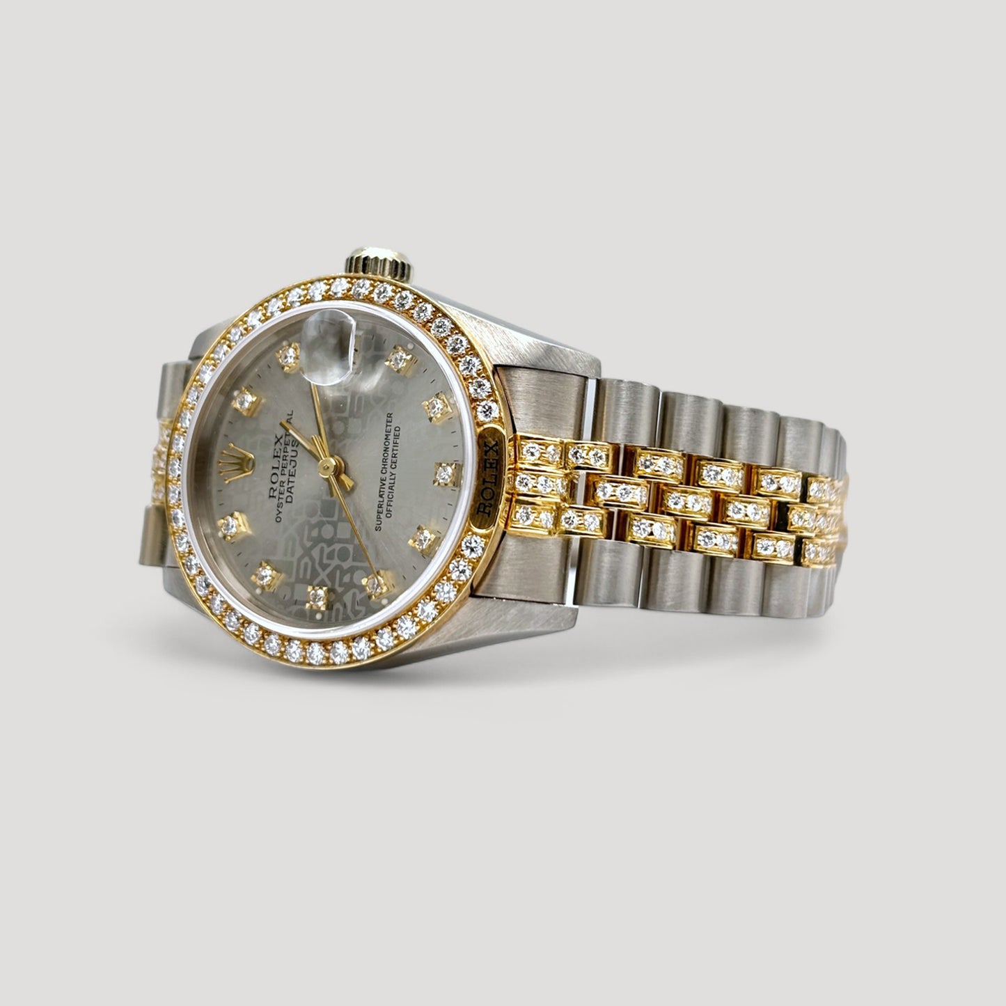 Rolex Tridor Datejust Three Colour Gold with Computer 10 Points Diamond Dial and Factory Diamond Bezel & Bracelet Jubilee 31mm 68149