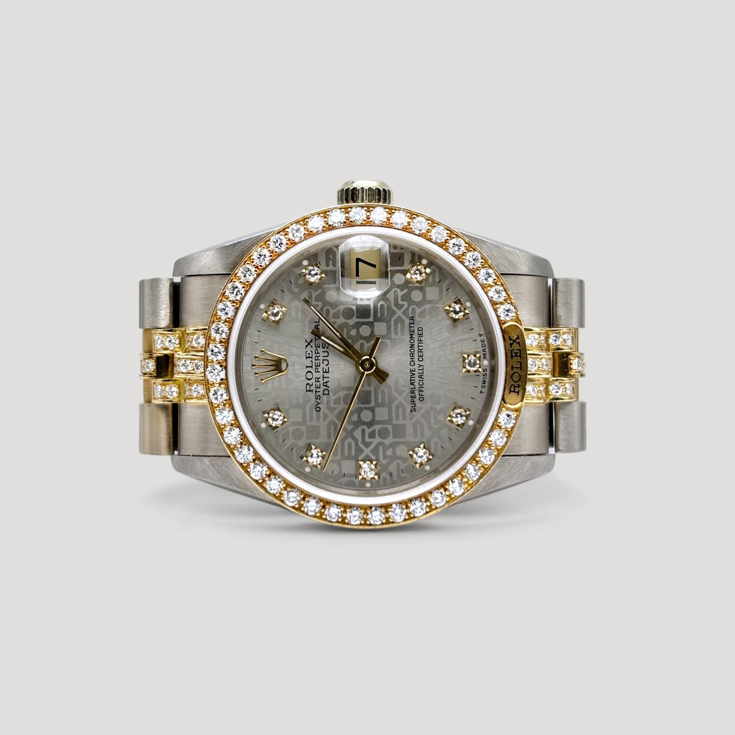 Rolex Tridor Datejust Three Colour Gold with Computer 10 Points Diamond Dial and Factory Diamond Bezel & Bracelet Jubilee 31mm 68149