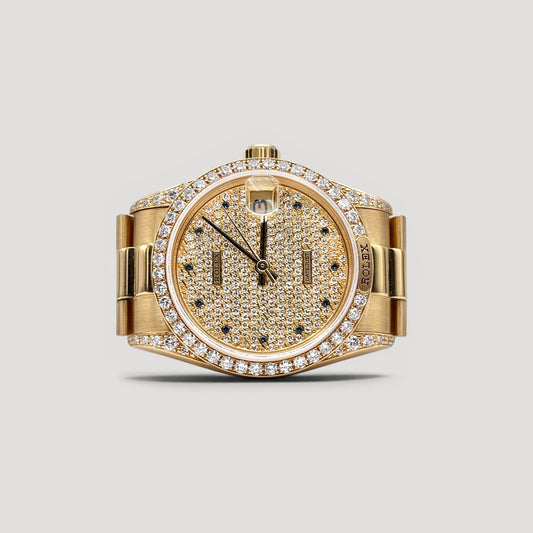 Rolex Datejust Paved Diamond w/ 11 Points Sapphire & Diamomd Bezel/Lugs Yellow Gold 31mm 68158