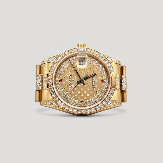 Rolex Datejust Pleiades Diamond Ruby Dial, Diamond Bezel & Bracelet Yellow Gold 31mm 68158