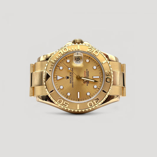 Mint Rolex Yacht Master Champagne Yellow Gold 35mm 68628