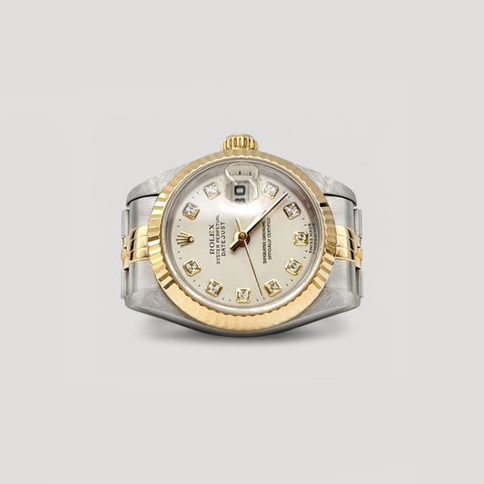 Mint Rolex Datejust Silver w/ 10 Points Jubilee 26mm 69173