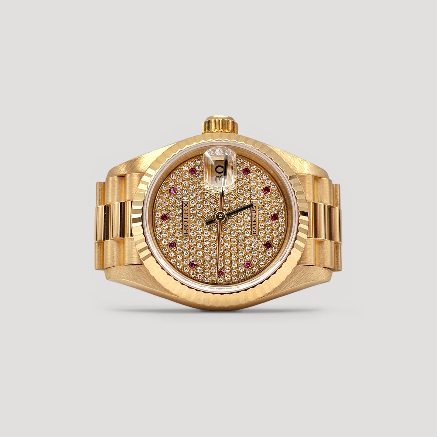 Rolex Datejust Paved Diamond w/ 11 Points Ruby Diamond President 26mm 69178
