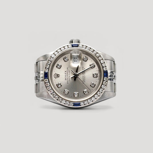 Mint Rolex Datejust Silver w/ 10 Points Diamond Jubilee 26mm 79174