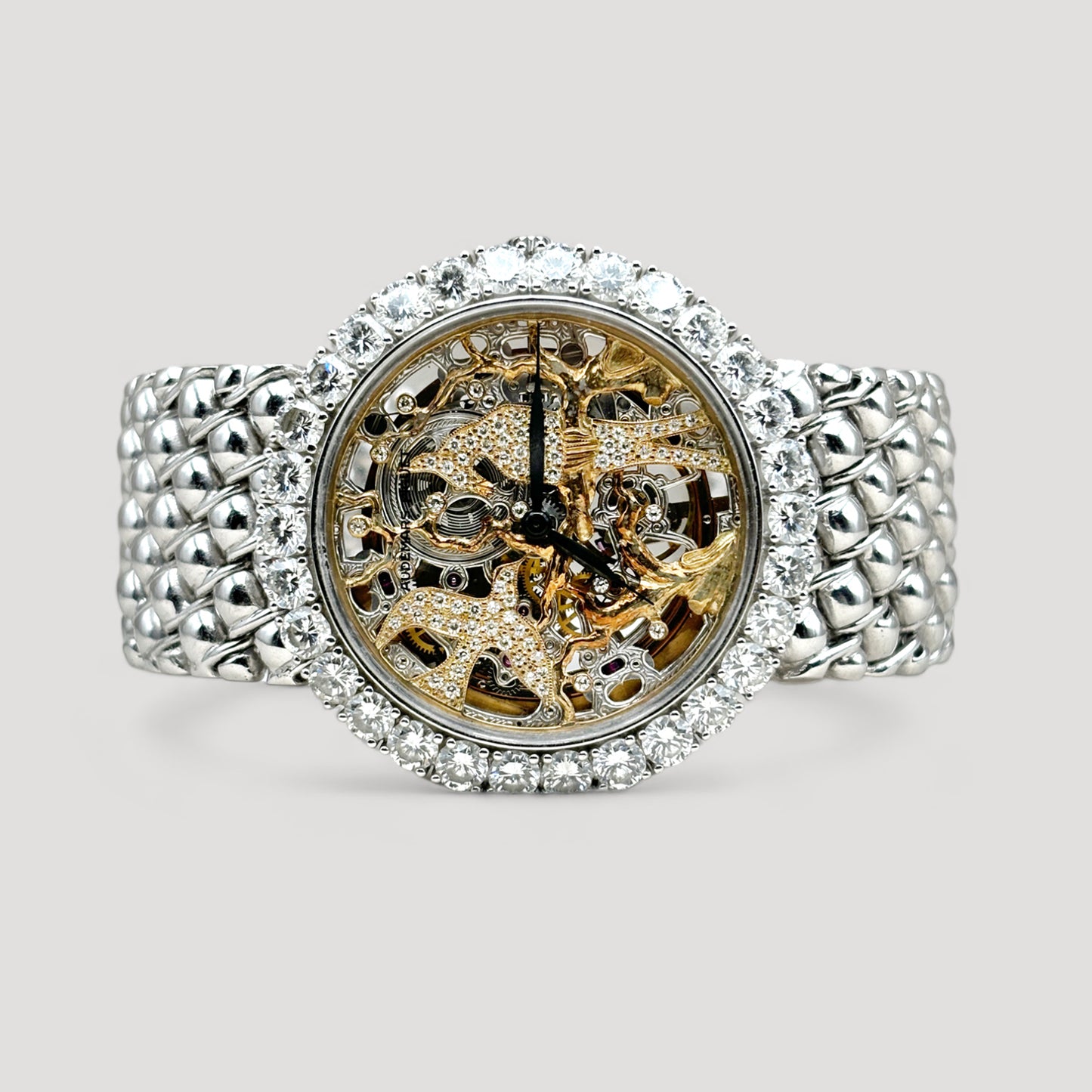 Rare Audemars Piguet Skeletonized Birds with Diamonds Wristwatch White Gold 38mm